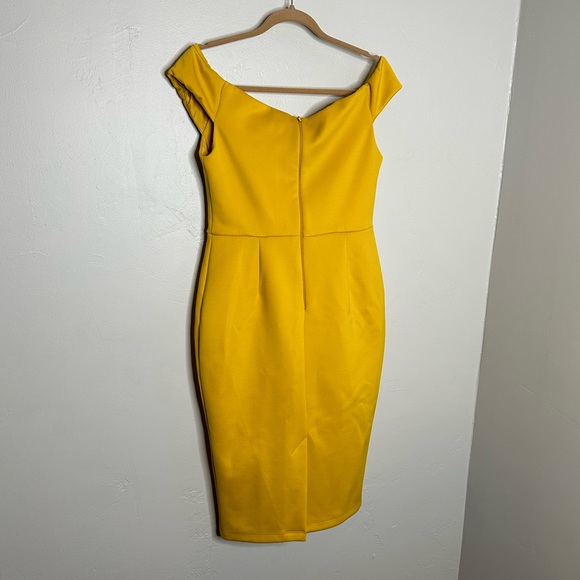 NWT ASOS Mustard Yellow Bardot Sweetheart Off the Shoulder Midi Dress - Picture 6 of 9
